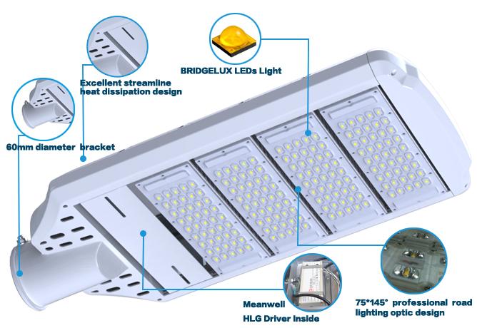 180W LED Street Light Economic Modular IP65 Dustproof Outside Street Lights