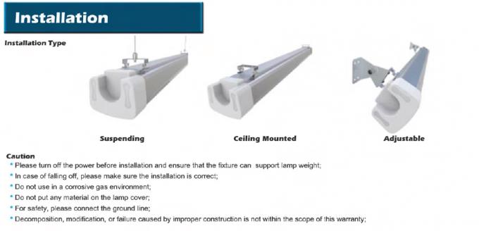 High Output IP65 Vapour Proof Light Fixtures 3ft 30W Suspended / Surface Mounted