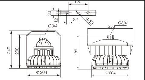 Chemical Military Explosion Proof LED High Bay Lighting 40W EXd II C T6 Anti Explosion Grade