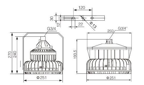 UFO 60W Explosion Proof LED High Bay Lighting Dangerouns Enironment Lamp 100lm/w