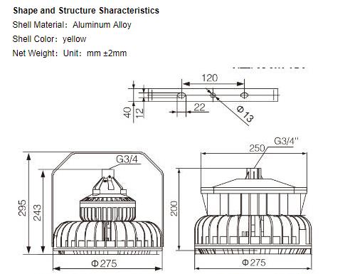 Gas Station Explosion Proof LED High Bay Lighting IP67 100 Watt Aluminium Alloy